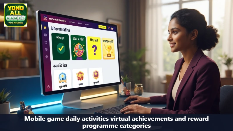 Mobile game daily activities virtual achievements and reward programme categories