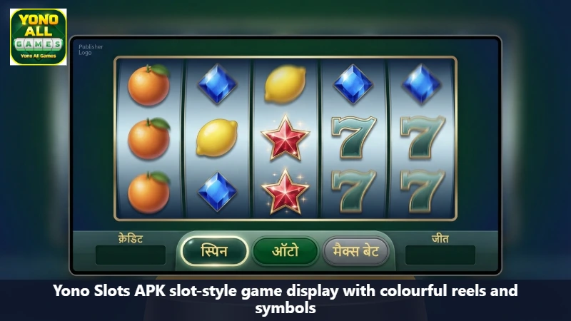 Yono Slots APK slot-style game display with colourful reels and symbols